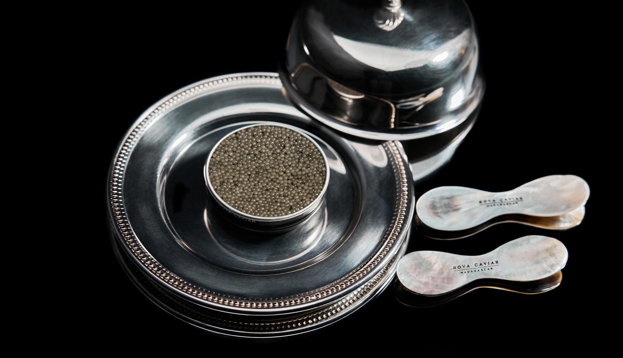 Service en argenterie et boîte de caviar Shipova Royal